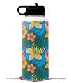 Skin Wrap Decal compatible with Hydro Flask Wide Mouth Bottle 32oz Beach Flowers 02 Blue Medium (BOTTLE NOT INCLUDED)