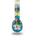 WraptorSkinz Skin Decal Wrap compatible with Beats Solo HD (Original) Beach Flowers 02 Blue Medium (HEADPHONES NOT INCLUDED)
