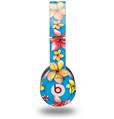 WraptorSkinz Skin Decal Wrap compatible with Beats Solo HD (Original) Beach Flowers Blue Medium (HEADPHONES NOT INCLUDED)
