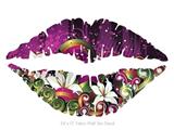 Grungy Flower Bouquet - Kissing Lips Fabric Wall Skin Decal measures 24x15 inches