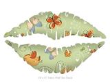 Birds Butterflies and Flowers - Kissing Lips Fabric Wall Skin Decal measures 24x15 inches