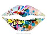 Floral Splash - Kissing Lips Fabric Wall Skin Decal measures 24x15 inches