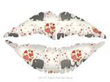Elephant Love - Kissing Lips Fabric Wall Skin Decal measures 24x15 inches
