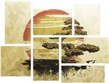 Bonsai Sunset - 7 Piece Fabric Peel and Stick Wall Skin Art (50x38 inches)