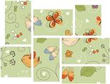 Birds Butterflies and Flowers - 7 Piece Fabric Peel and Stick Wall Skin Art (50x38 inches)