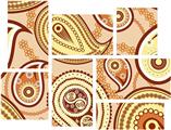 Paisley Vect 01 - 7 Piece Fabric Peel and Stick Wall Skin Art (50x38 inches)