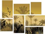 Summer Palm Trees - 7 Piece Fabric Peel and Stick Wall Skin Art (50x38 inches)
