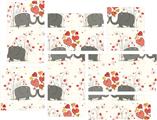 Elephant Love - 7 Piece Fabric Peel and Stick Wall Skin Art (50x38 inches)