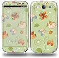 Birds Butterflies and Flowers - Decal Style Skin (fits Samsung Galaxy S III S3)